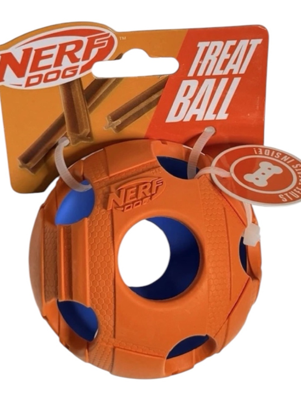 Nerf Dog Orange & Blue Treat Ball Approximately 3.5” x 4” NWT